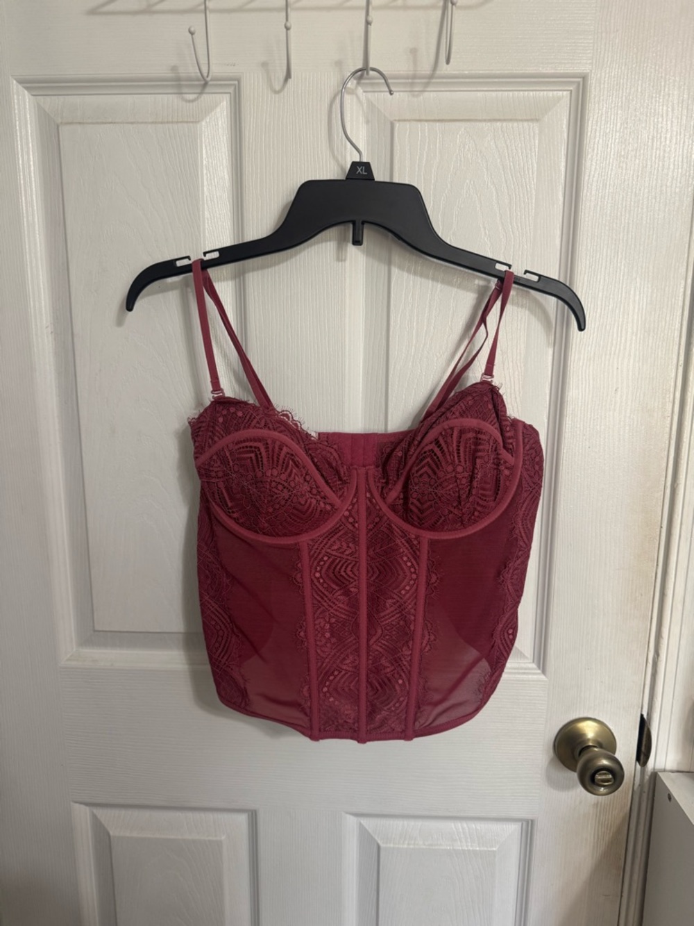 Garage Burgundy Lace Bustier Crop Top